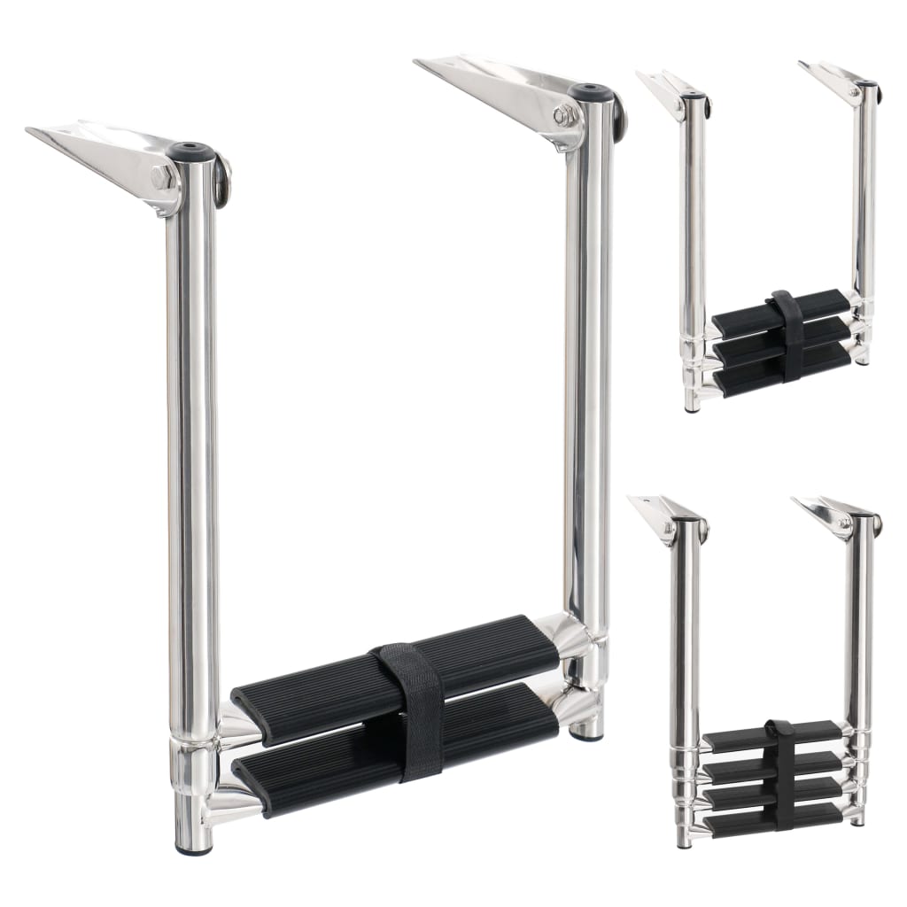 vidaXL Boat Ladder Non-Slip Boat Ladder Pontoon Ladder 2-step Stainless Steel-5